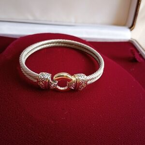 John Medeiros Gucci Jeweler Double Cable Two Tone Bracelet Modernist 6 Inches